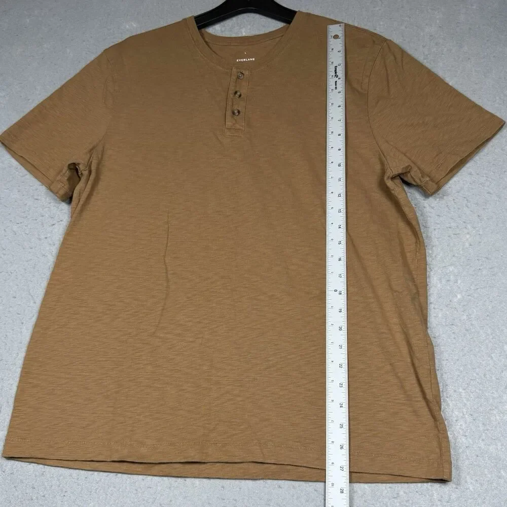 Everlane Shirt Men Large Brown Henley Pullover T Tee Slub Cotton Classic Casual - Picture 6 of 9